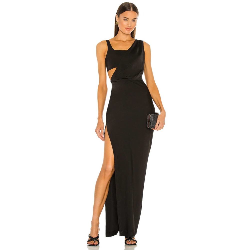 NBD Andrei Gown Black Sleeveless Formal Dress Womens Medium New Side Cutout